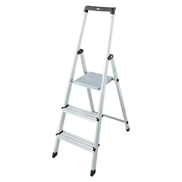 KRAUSE Stufen-Stehleiter »MONTO Solidy«, 3 Sprossen, Aluminium - silberfarben