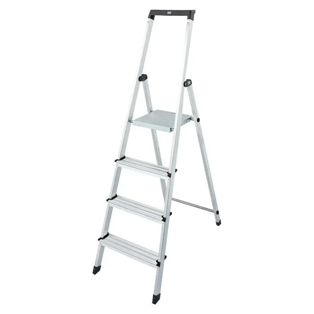 KRAUSE Stufen-Stehleiter »MONTO Solidy«, 4 Sprossen, Aluminium - silberfarben