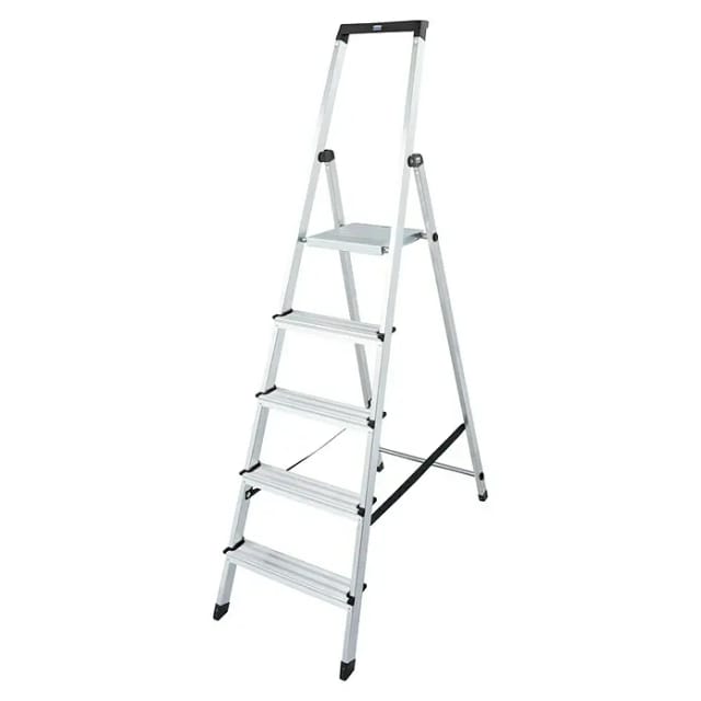 KRAUSE Stufen-Stehleiter »MONTO Solidy«, 5 Sprossen, Aluminium - silberfarben