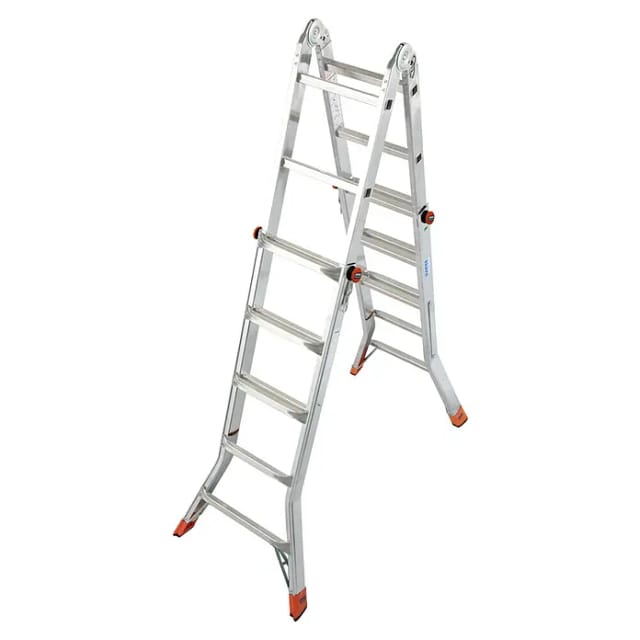 KRAUSE Teleskopleiter »MONTO TeleMatic«, 20 Sprossen, Aluminium - silberfarben
