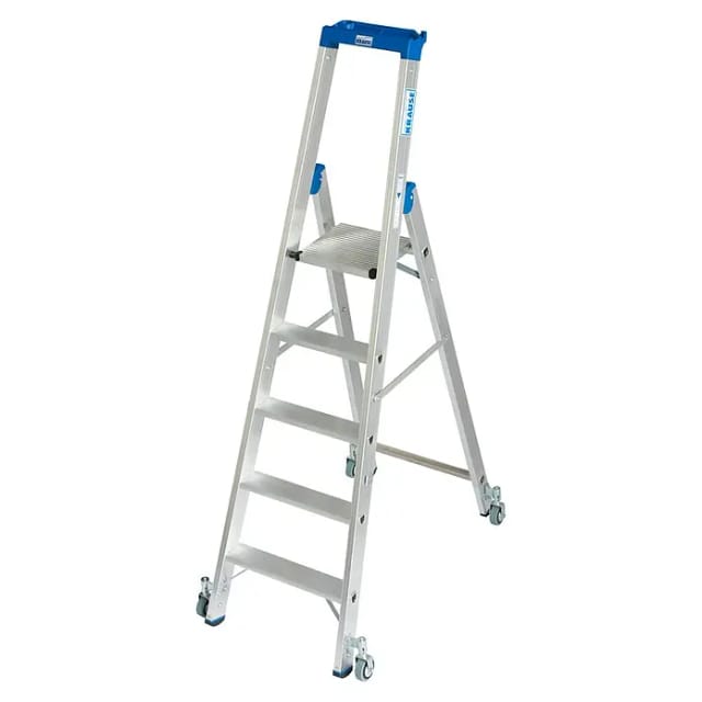KRAUSE Stufen-Stehleiter »STABILO«, 5 Sprossen, Aluminium - silberfarben