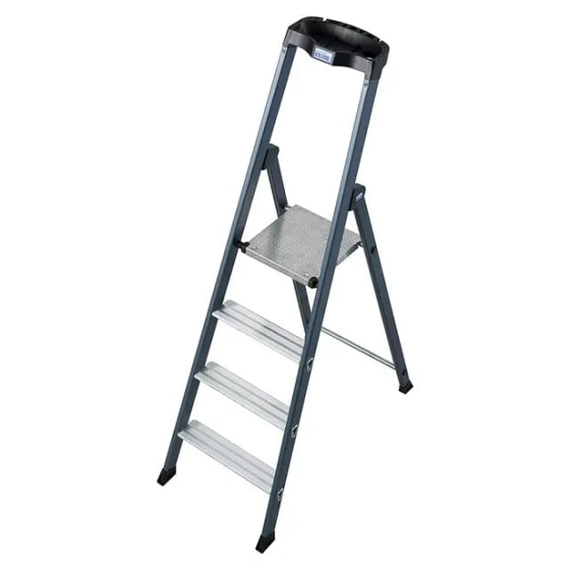 KRAUSE Stufen-Stehleiter »MONTO«, 4 Sprossen, Aluminium - silberfarben