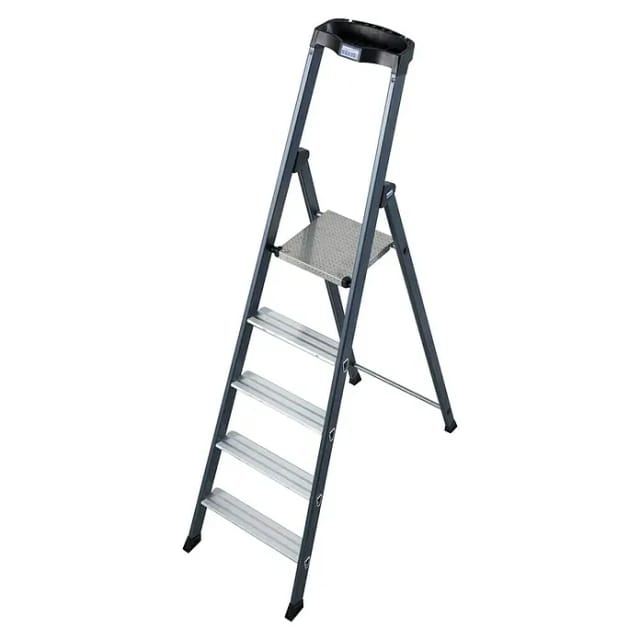 KRAUSE Stufen-Stehleiter »MONTO«, 5 Sprossen, Aluminium - silberfarben