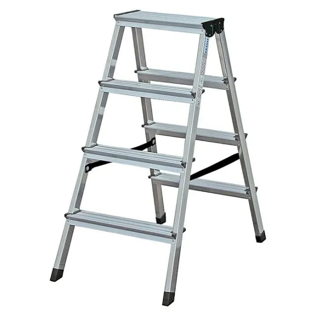 KRAUSE Doppelleiter »MONTO Dopplo«, Anzahl Stufen: 4, aus Aluminium - silberfarben