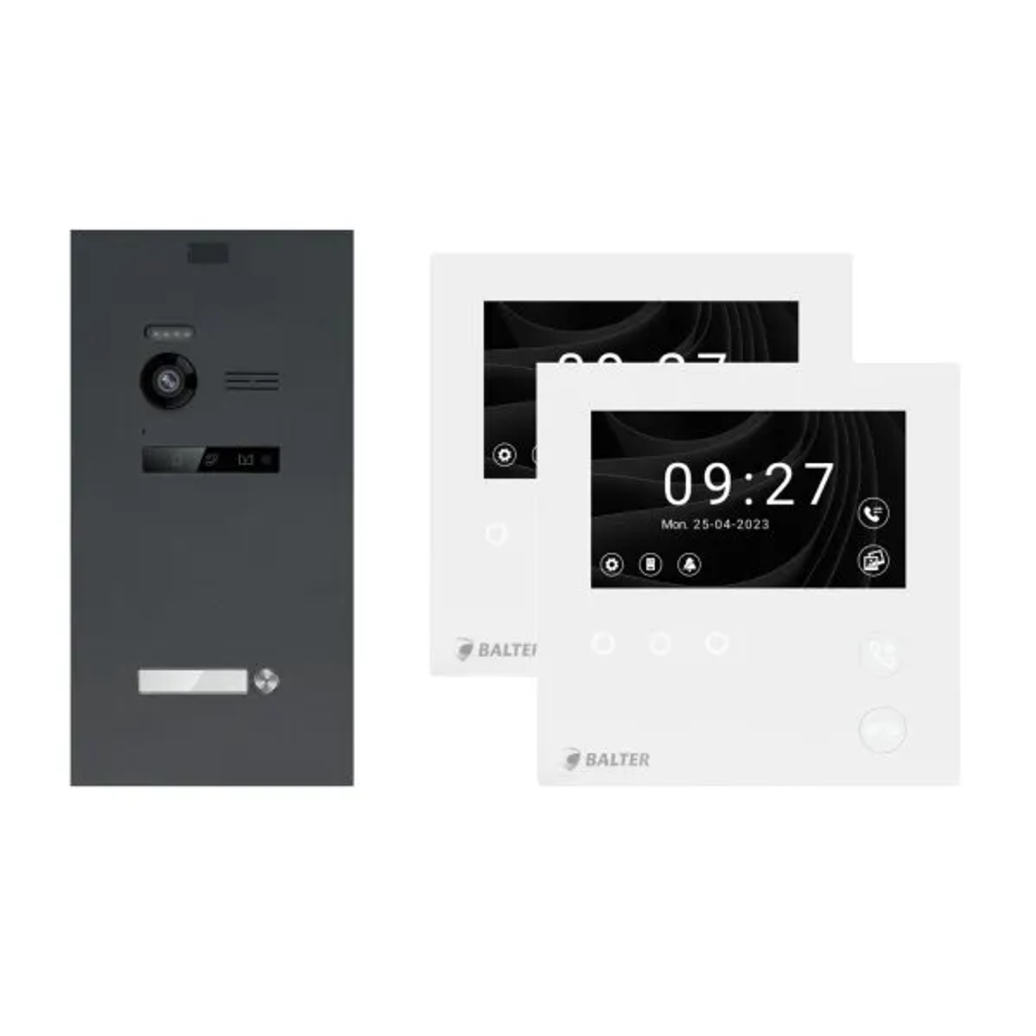 Balter Evo-HD-Mini Video Türsprechanlage Komplettsystem für 1-Familienhaus mit 2x 4,3 Zoll Monitor Anthrazitgrau
