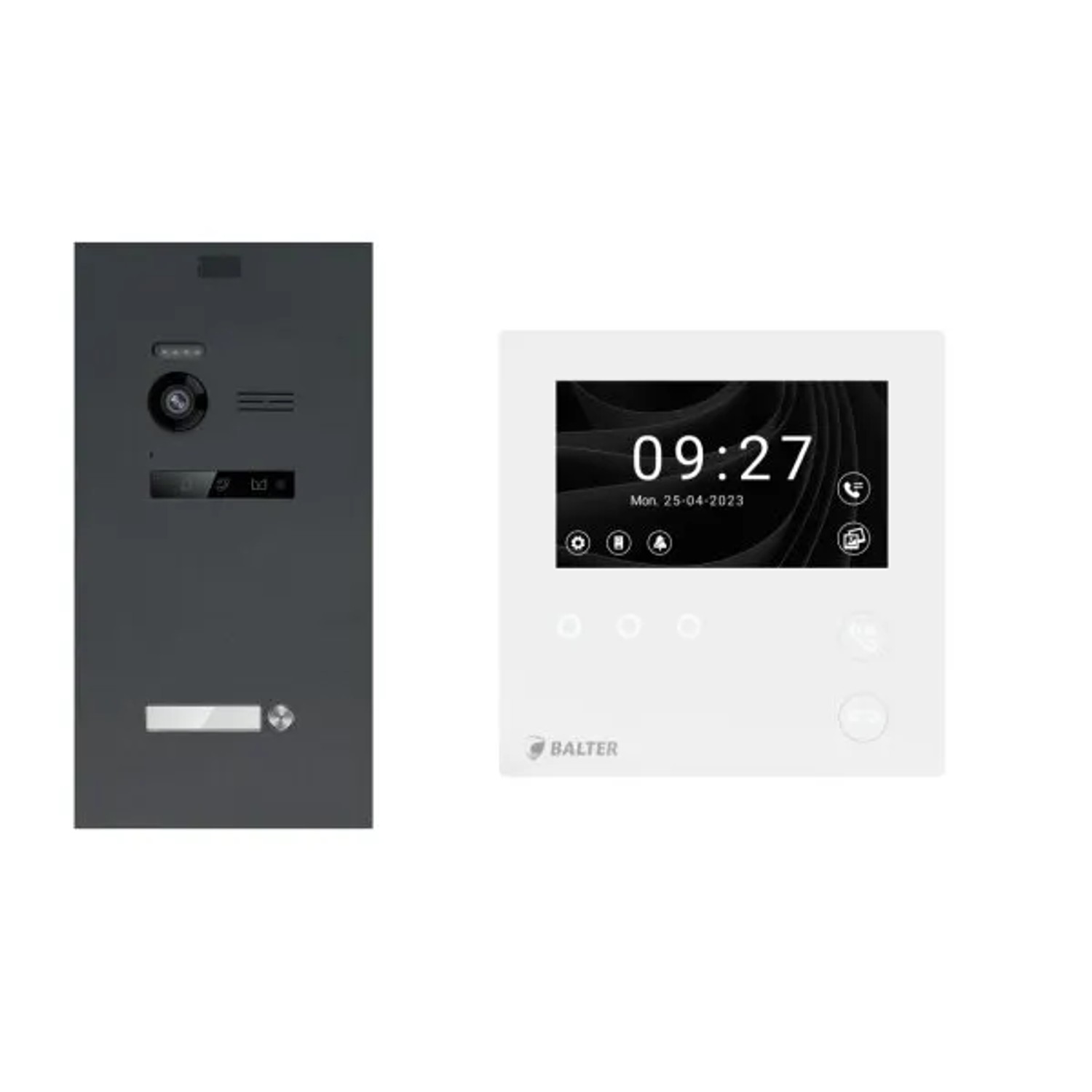Balter Evo-HD-Mini Video Türsprechanlage Komplettsystem für 1-Familienhaus mit 1x 4,3 Zoll Monitor Anthrazitgrau