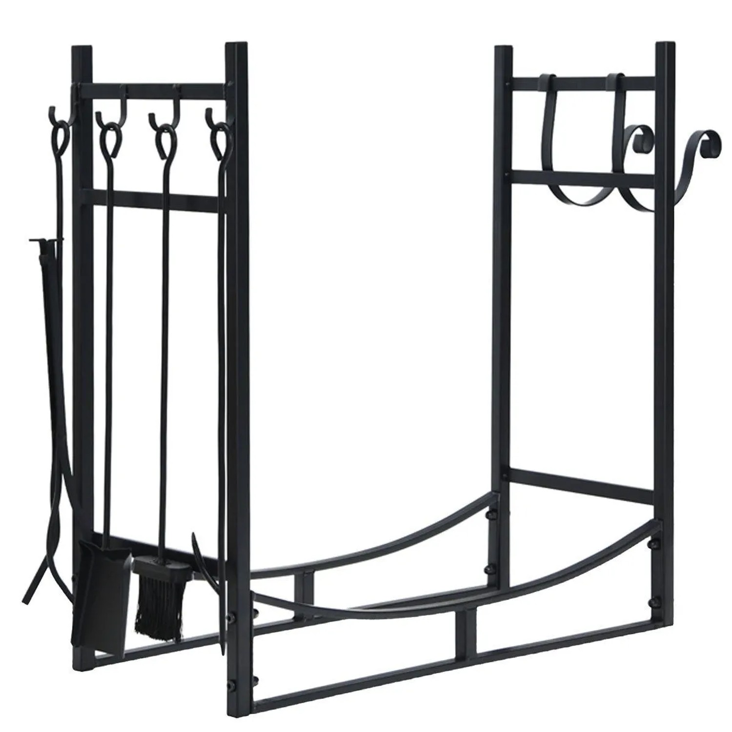 Costway Kaminholzregal mit 4 Kaminbestecken 76 x 33 x 76 cm