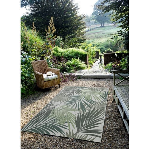 GARDEN IMPRESSIONS Outdoor-Teppich »Naturalis«, BxL: 170 x 120 cm, palm leaf/grün/grau/braun - gruen