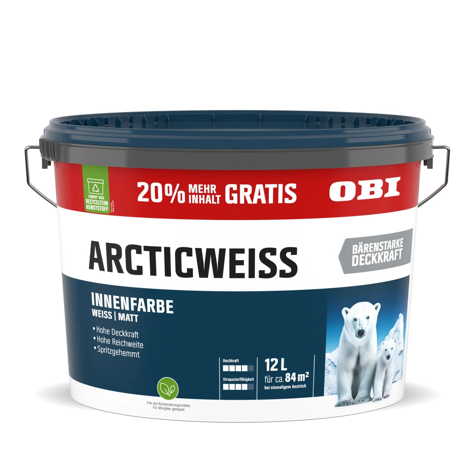 OBI Wandfarbe Arcticweiss Weiß Matt 12, - Aktion