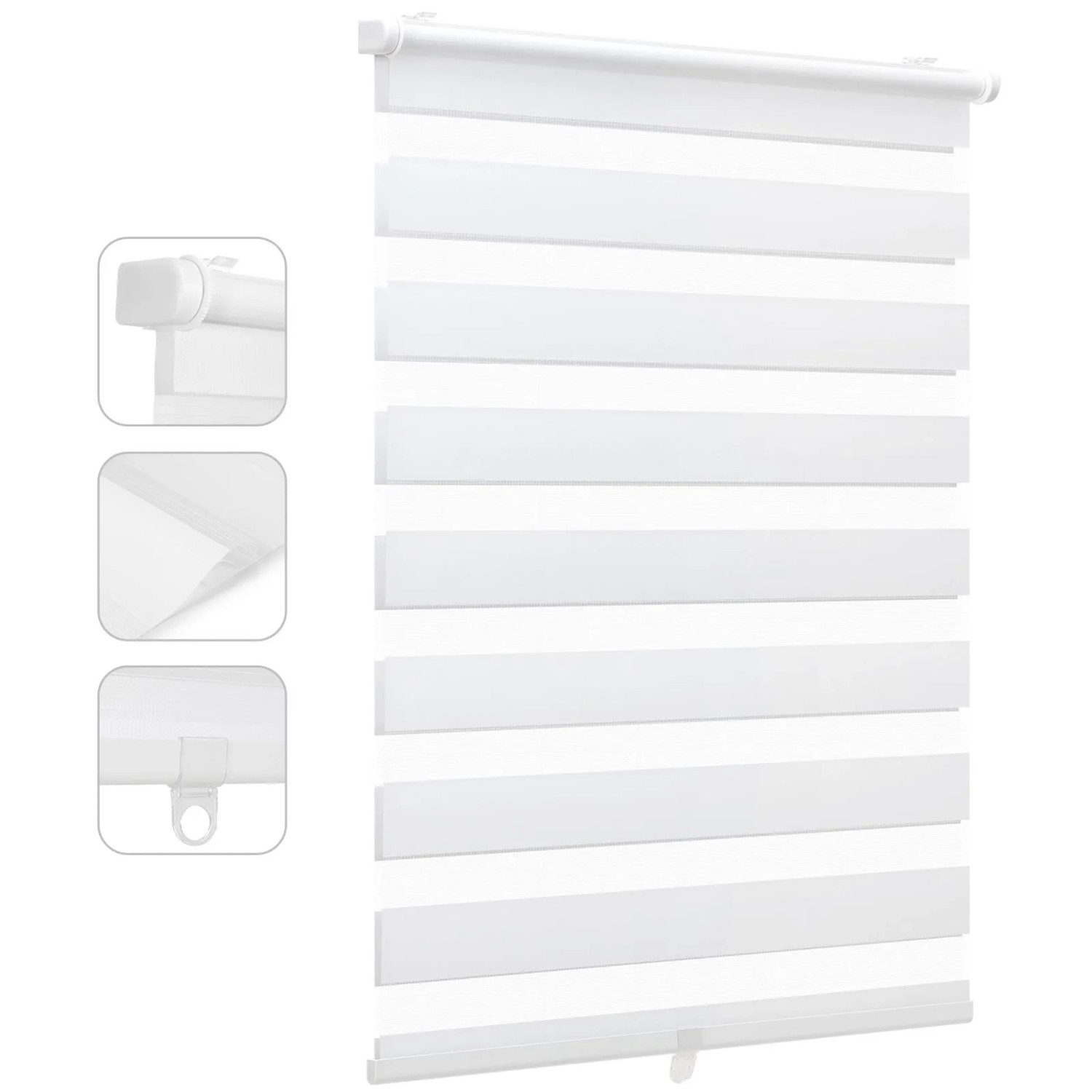 Sekey Doppelrollo Schnurlos Klemmfix ohne Bohren Sichtschutz Weiß 75x210cm