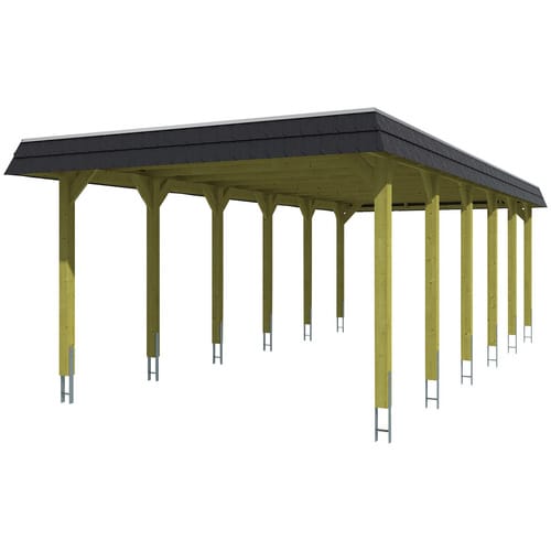 SKANHOLZ Carport »Spessart«, BxT: 396 x 893 cm, Firsthöhe: 244 cm, farbbehandelt - braun