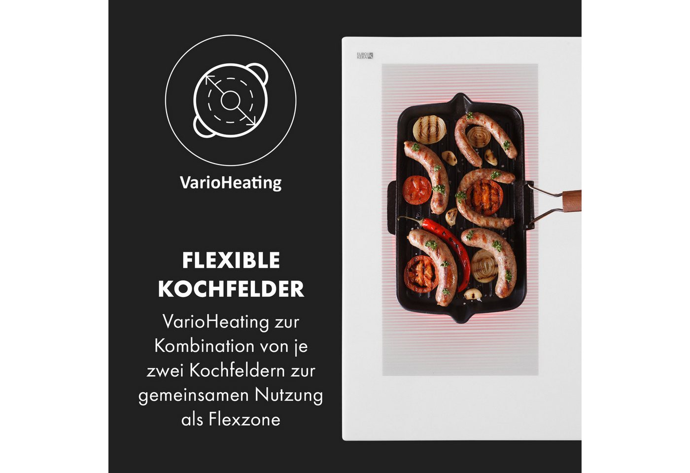 Klarstein Delicatessa 90 Hybrid Einbaukochfeld Induktion 5 Zonen 7400 W Weißes Glas Bild 5
