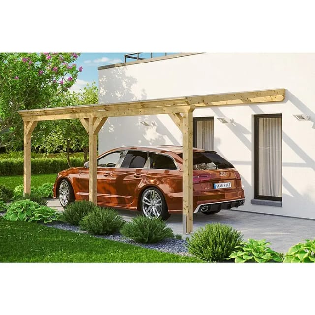 SKANHOLZ Carport »Vogtland«, BxT: 300 x 541 cm, Firsthöhe: 262 cm, unbehandelt - beige