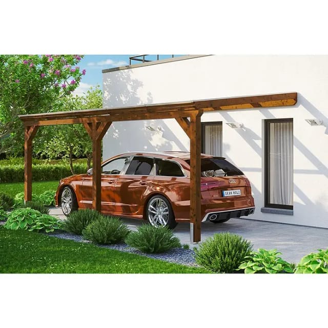 SKANHOLZ Carport »Vogtland«, BxT: 300 x 541 cm, Firsthöhe: 262 cm, farbbehandelt - braun