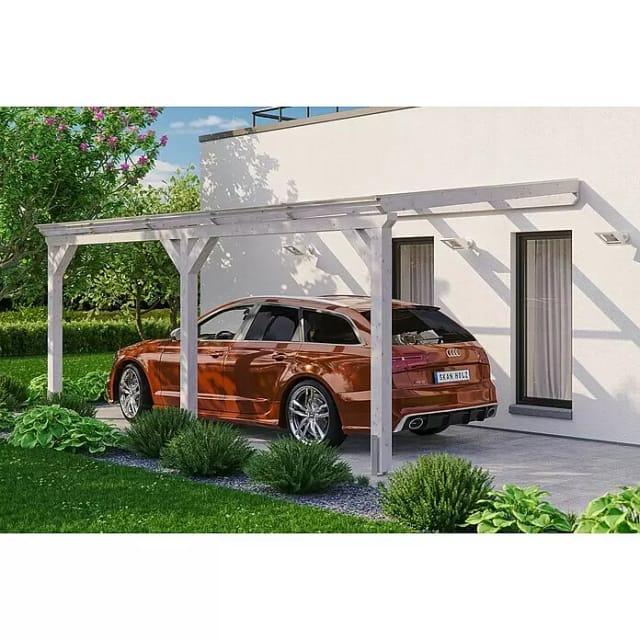 SKANHOLZ Carport »Vogtland«, BxT: 300 x 541 cm, Firsthöhe: 262 cm, farbbehandelt - weiss