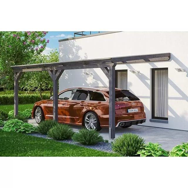 SKANHOLZ Carport »Vogtland«, BxT: 300 x 541 cm, Firsthöhe: 262 cm, farbbehandelt - grau