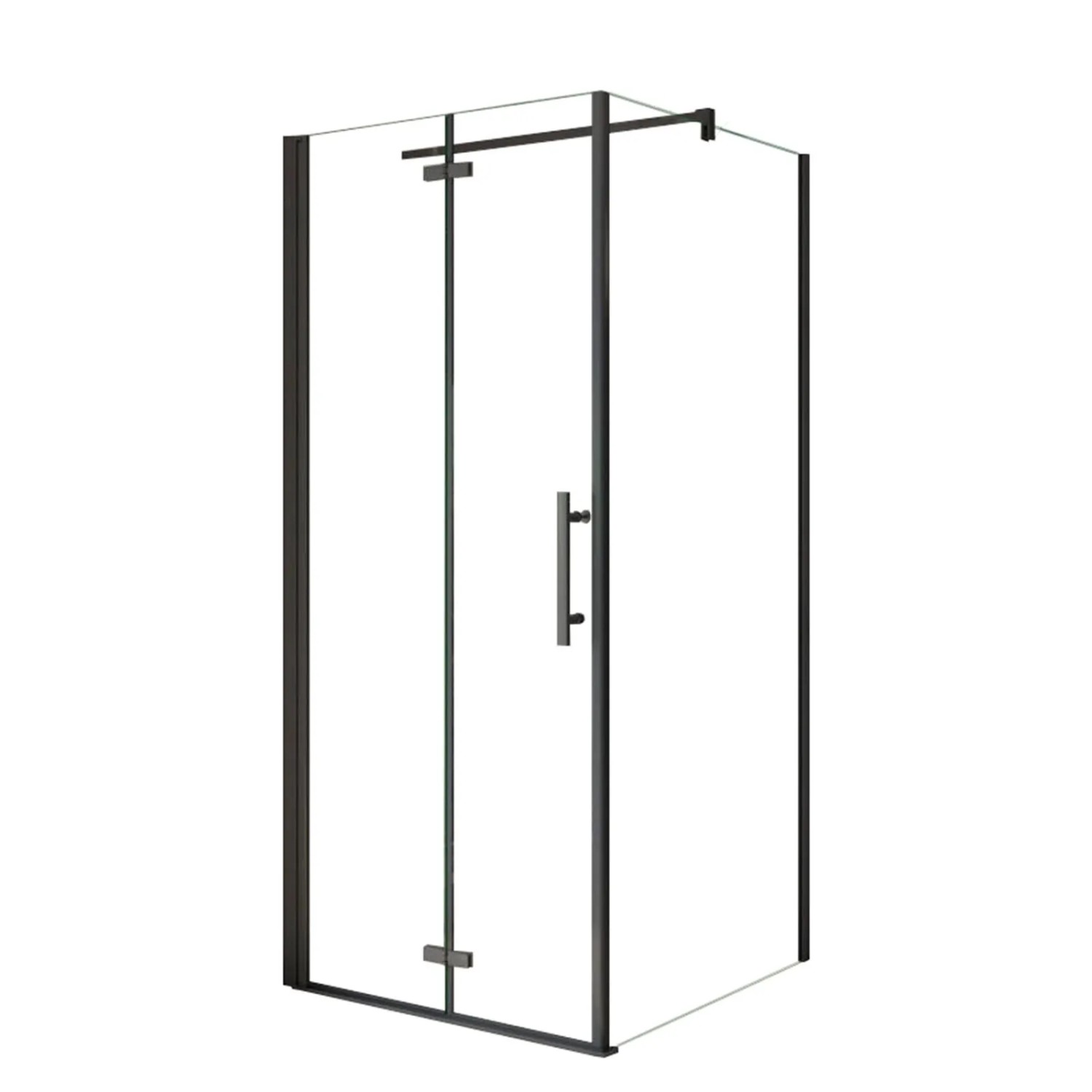 AICA 76x80cm x H.185cm Eckduschkabine Schwarz Falttür 6mm NANO ESG Glas Eckdusche Drehtür Duschabtrennung Mit 140cm Stabilisator