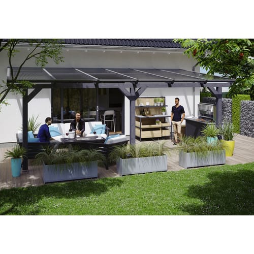 SKANHOLZ Terrassenüberdachung »Andria«, Breite: 648 cm, Dach: Polycarbonat (PC), schiefergrau