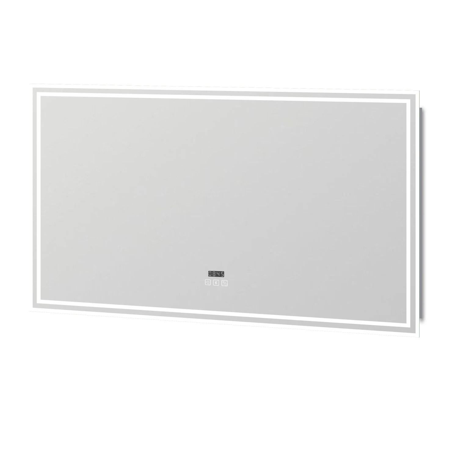Duschparadies Badspiegel mit LED Beleuchtung 2700K-6500K Dimmbar 140x80cm Spiegel mit Bluetooth Uhr Touch Beschlagfrei