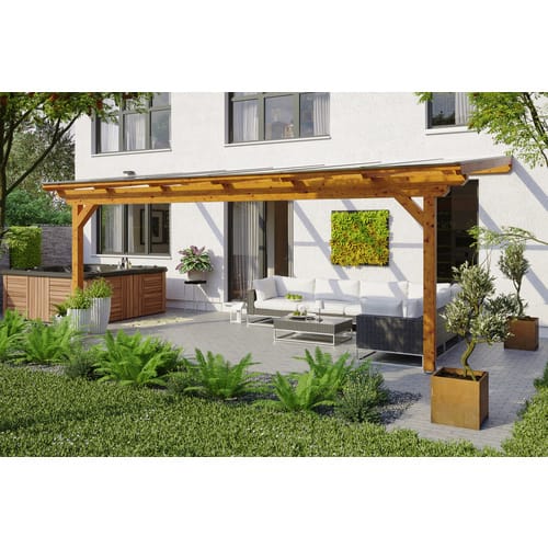 SKANHOLZ Terrassenüberdachung »Ancona«, Breite: 648 cm, Dach: Polycarbonat (PC), eiche hell - braun