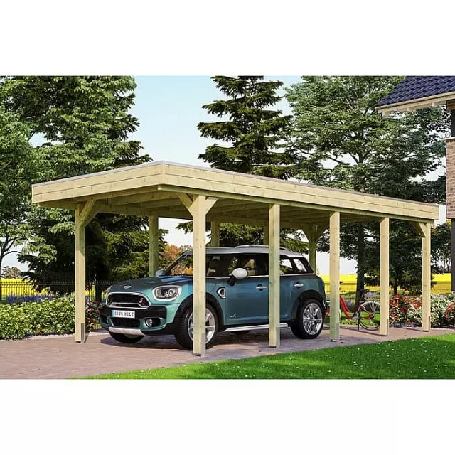 SKANHOLZ Carport »Friesland«, BxT: 314 x 708 cm, Firsthöhe: 241 cm, imprägniert - gruen