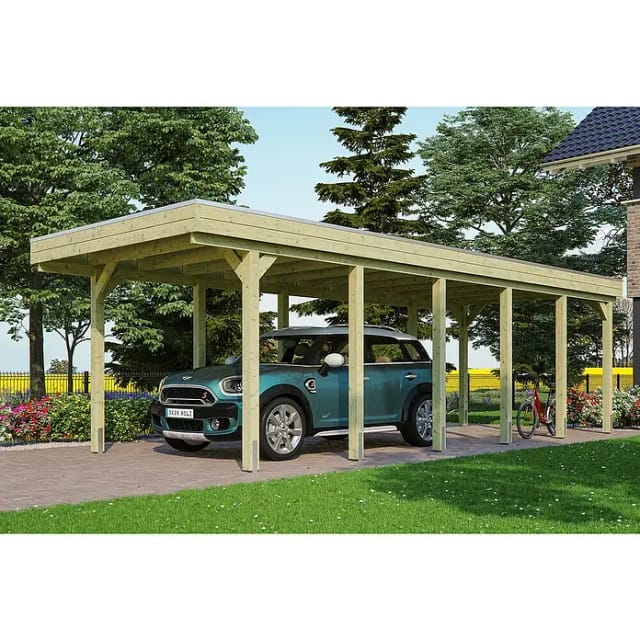 SKANHOLZ Carport »Friesland«, BxT: 314 x 860 cm, Firsthöhe: 241 cm, imprägniert - gruen