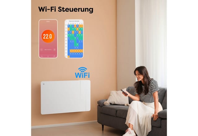CIARRA Elektrischer Keramik Heizkörper 2000 W mit PID-Thermostat WLAN-Steuerung für 15-25 m² CBHTD20A-W