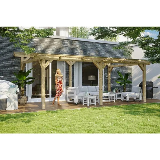 SKANHOLZ Terrassenüberdachung »Siena«, Breite: 648 cm, Dach: Polycarbonat (PC), natur - beige