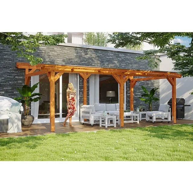 SKANHOLZ Terrassenüberdachung »Siena«, Breite: 648 cm, Dach: Polycarbonat (PC), eiche hell - braun