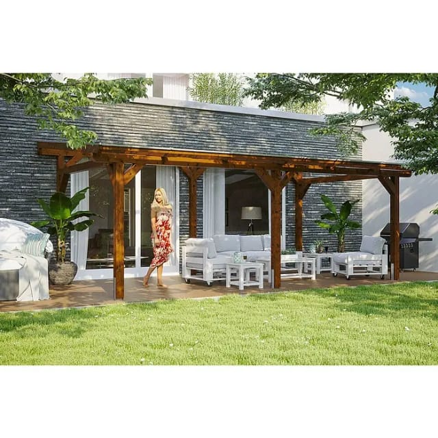 SKANHOLZ Terrassenüberdachung »Siena«, Breite: 648 cm, Dach: Polycarbonat (PC), nussbaum - braun