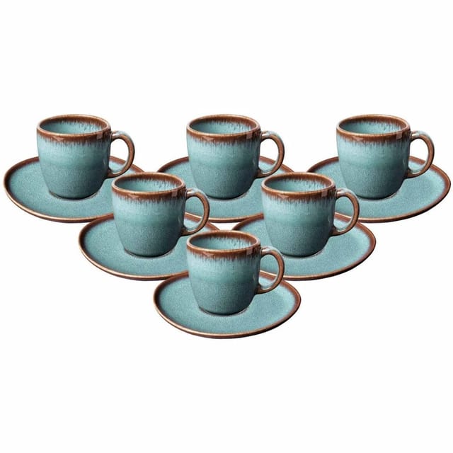 like. by Villeroy & Boch Lave Kaffeetassen mit Untertassen 190 ml 6er Set Glacé