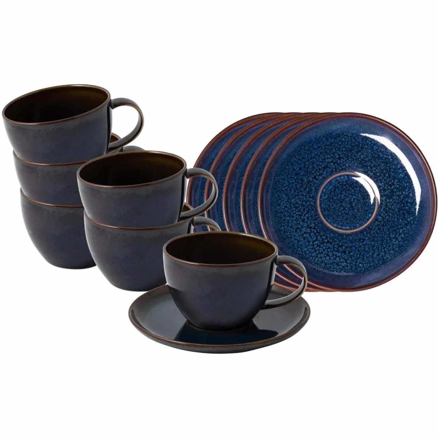 like. by Villeroy & Boch Crafted Kaffeetassen mit Untertassen 6er Set Denim