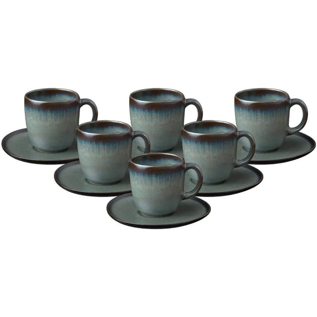 like. by Villeroy & Boch Lave Kaffeetassen mit Untertassen 190 ml 6er Set Gris