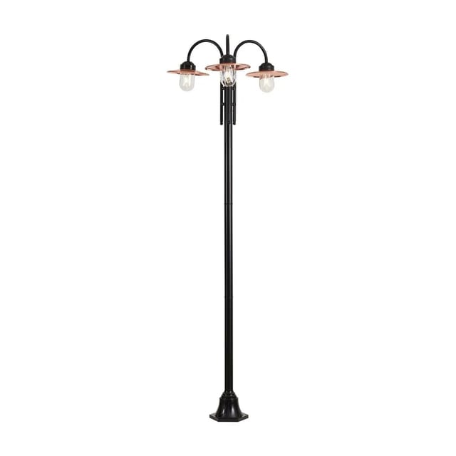 QAZQA Moderne Außenleuchte Schwarz mit Kupfer 235cm 3 Flammig IP44 Kansas