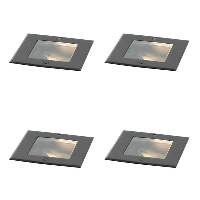 QAZQA Set mit 4 Modernen Bodeneinbaustrahlern Schwarz Verstellbar IP65 Oneon