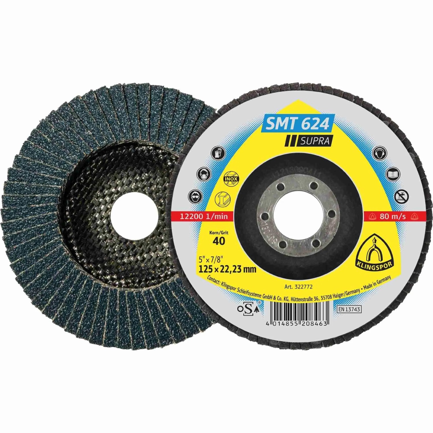 Klingspor SMT 624 Schleifmopteller 150x22,23 mm Korn 80 Gewölbt 10 Stück