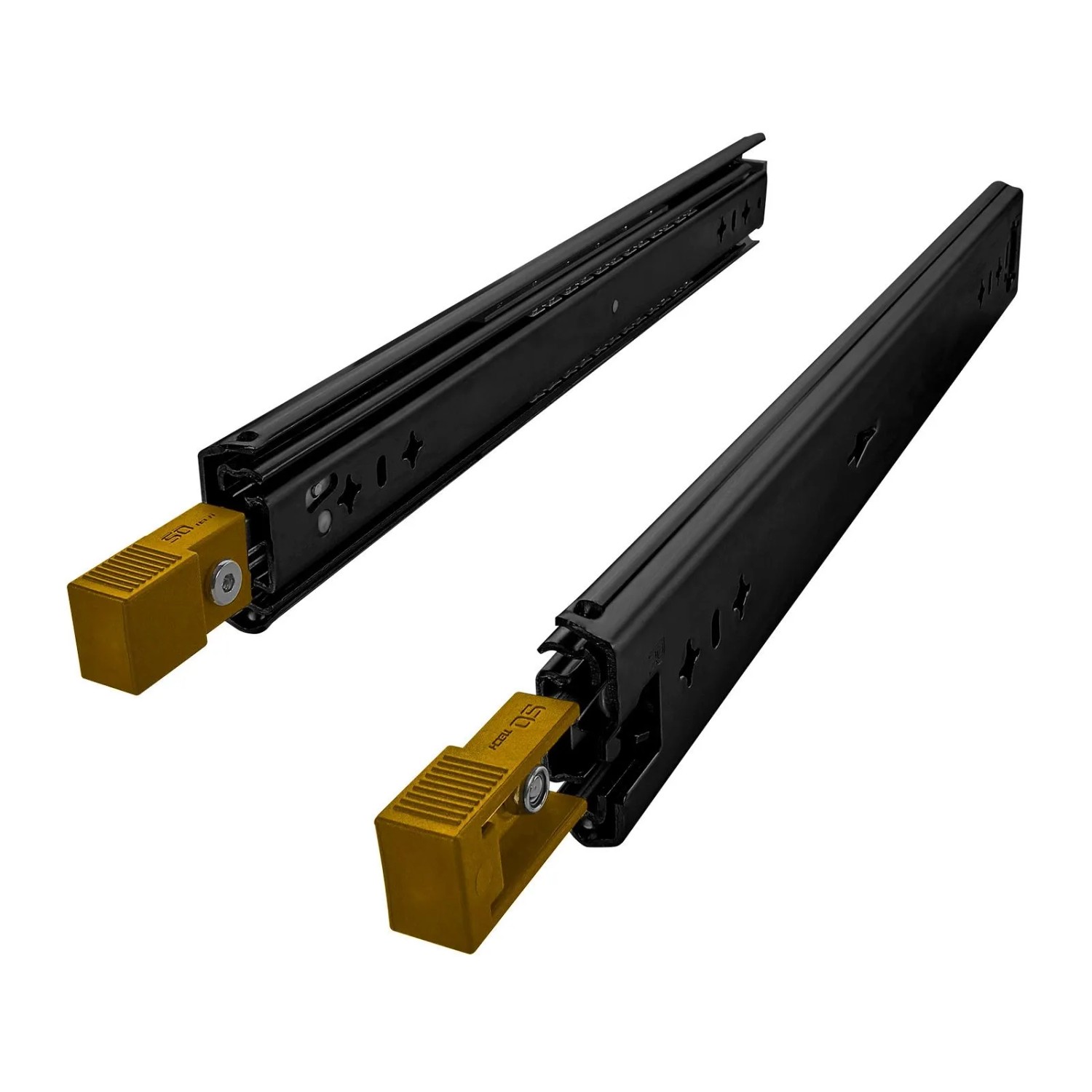 SOTECH Schwerlastauszug VarioSlide KV1-120-H58-L700-EH 700 mm Nicht Trennbar Schwarz Einrastfunktion Gelber Hebel Schubladenschiene Bis 120 Kg