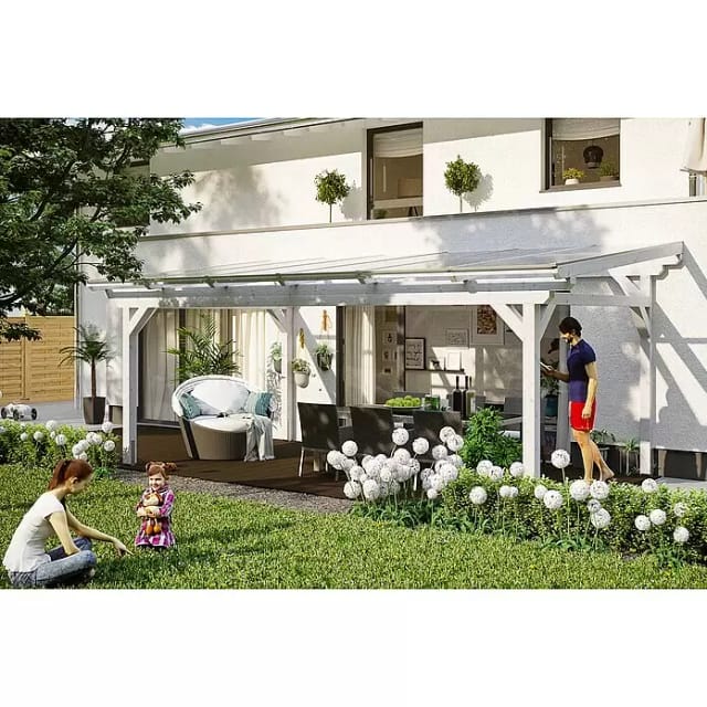 SKANHOLZ Terrassenüberdachung »Sanremo«, Breite: 648 cm, Dach: Polycarbonat (PC), weiß - weiss