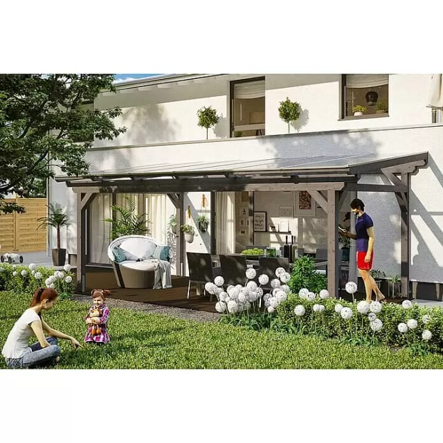 SKANHOLZ Terrassenüberdachung »Sanremo«, Breite: 648 cm, Dach: Polycarbonat (PC), schiefergrau