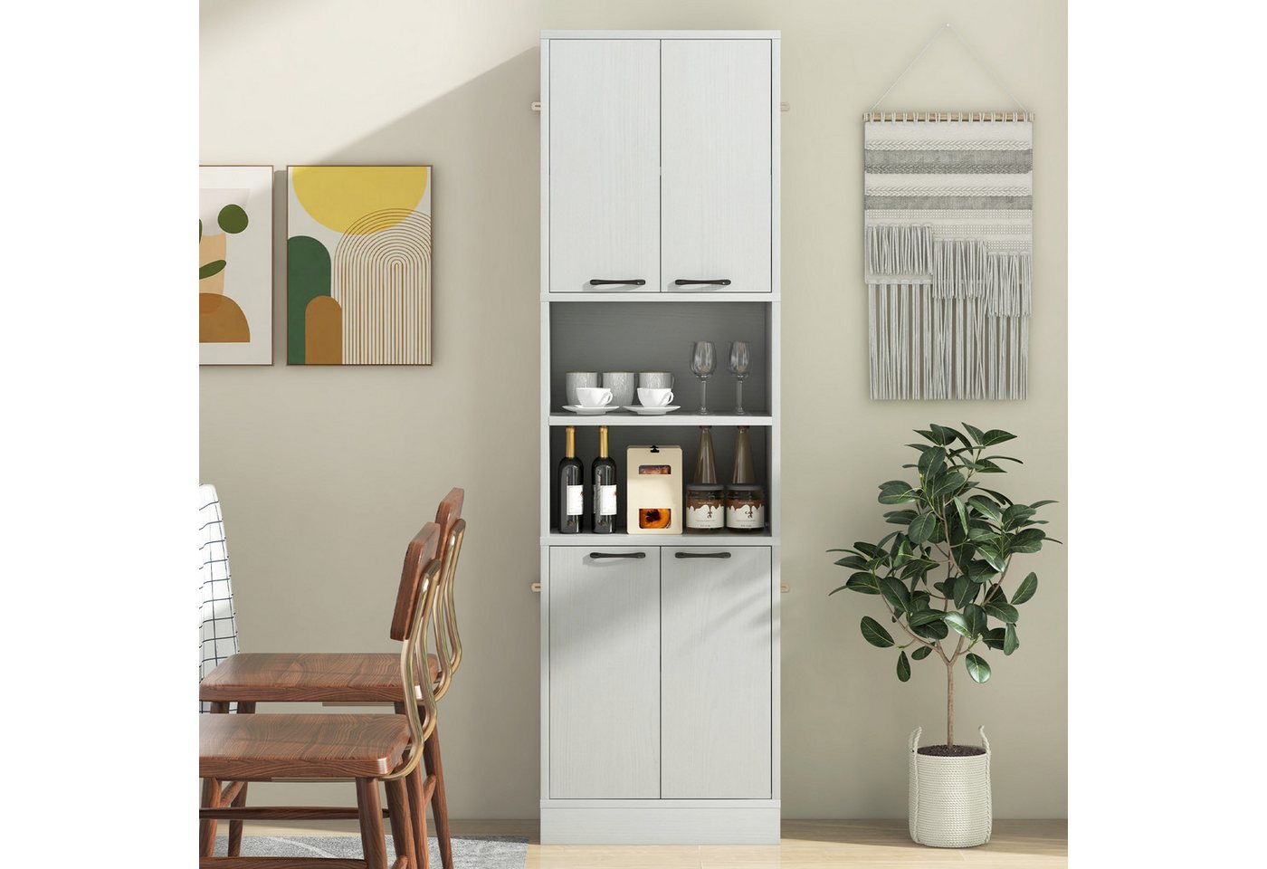 Costway 190 cm Hoher Küchenschrank Vorratsschrank Hochschrank Hellgrau Bild 3