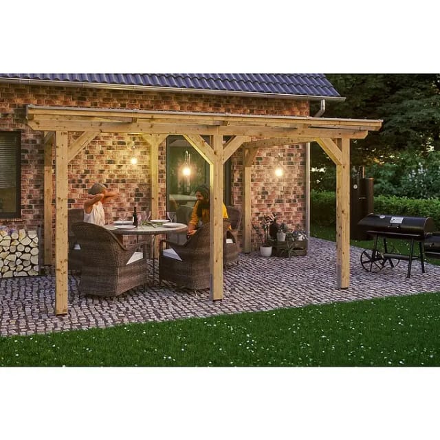 SKANHOLZ Terrassenüberdachung »Siena«, Breite: 434 cm, Dach: Polycarbonat (PC), natur - beige