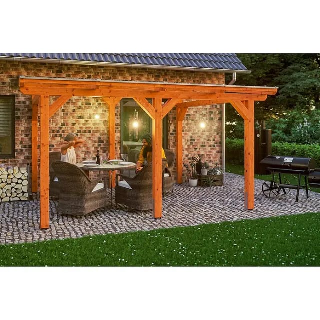 SKANHOLZ Terrassenüberdachung »Siena«, Breite: 434 cm, Dach: Polycarbonat (PC), eiche hell - braun