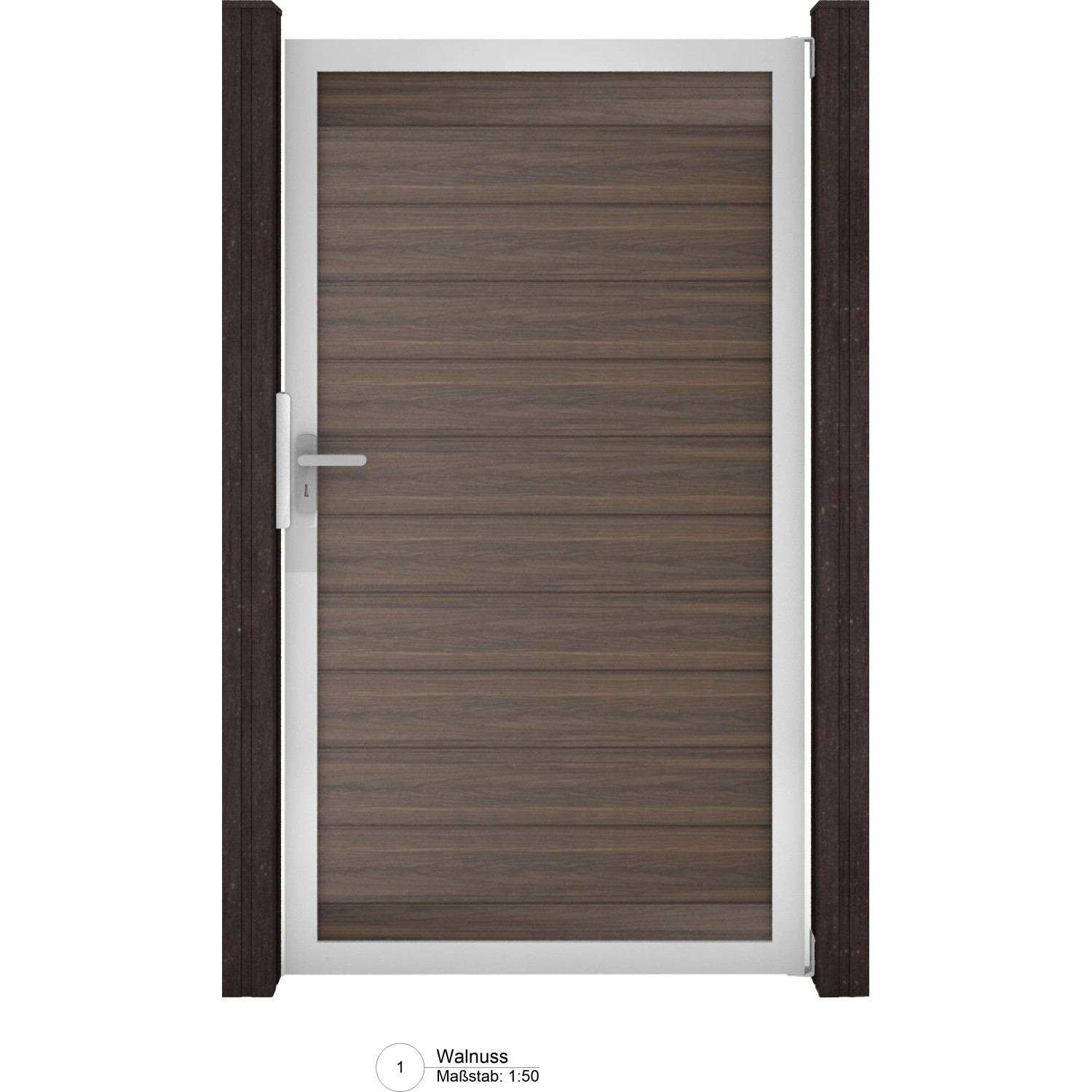 GroJa Solid Steckzaun Tor Universal-DIN Sondermaß bis max. 150 x 180cm Walnuss