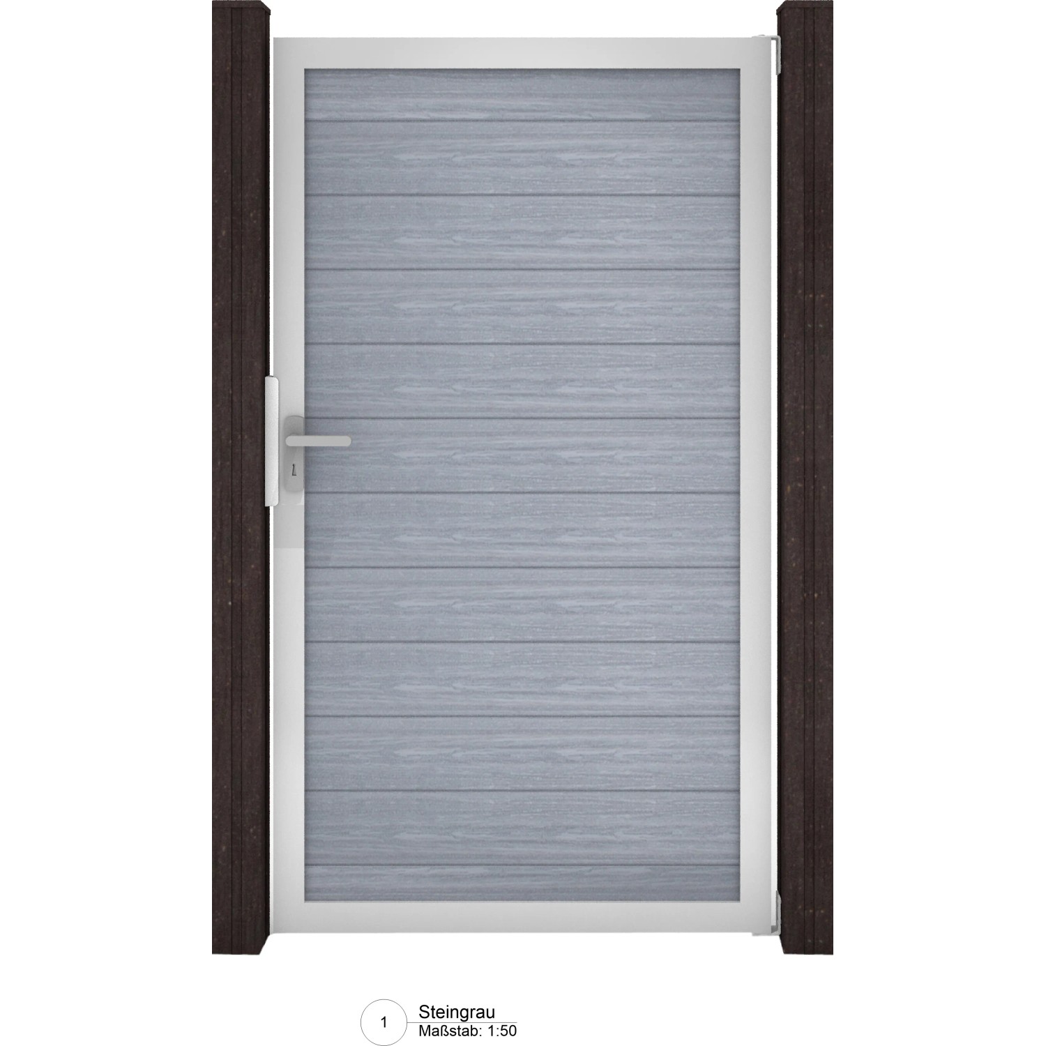 GroJa Solid Steckzaun Tor Universal-DIN Sondermaß bis max. 150 x 180cm Steingrau