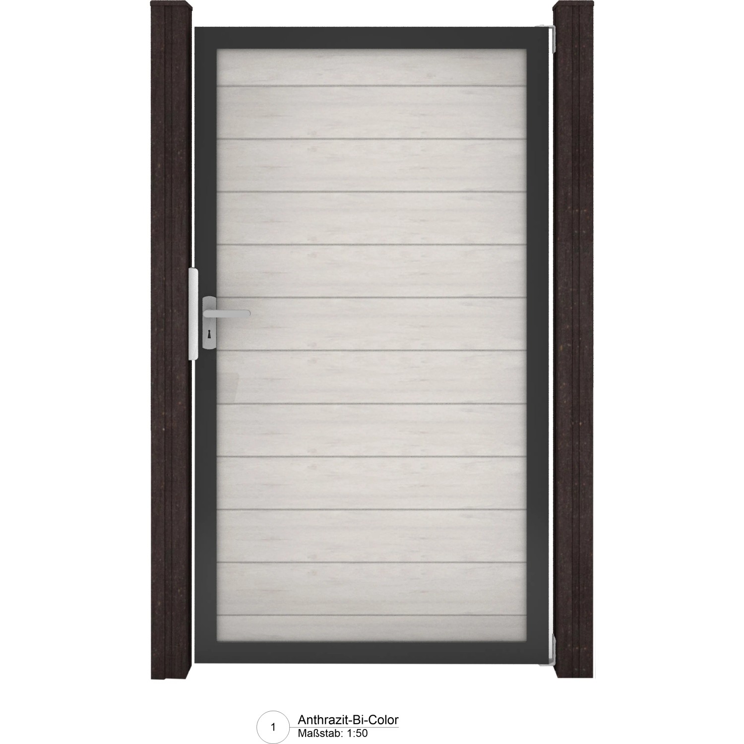 GroJa Solid SteckzaunTor Universal-DIN Bi-Color Sand Sondermaß bis max.150x180cm
