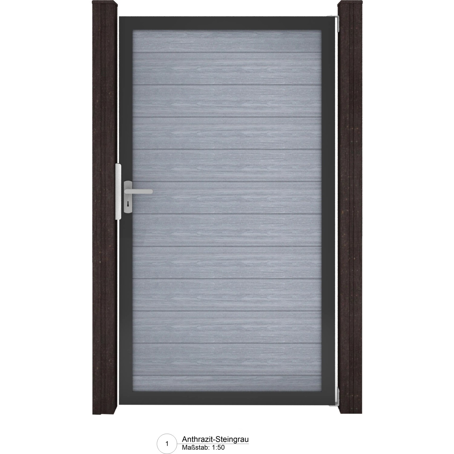 GroJa Solid Steckzaun Tor Universal-DIN Steingrau Sondermaß bis max. 150x180cm