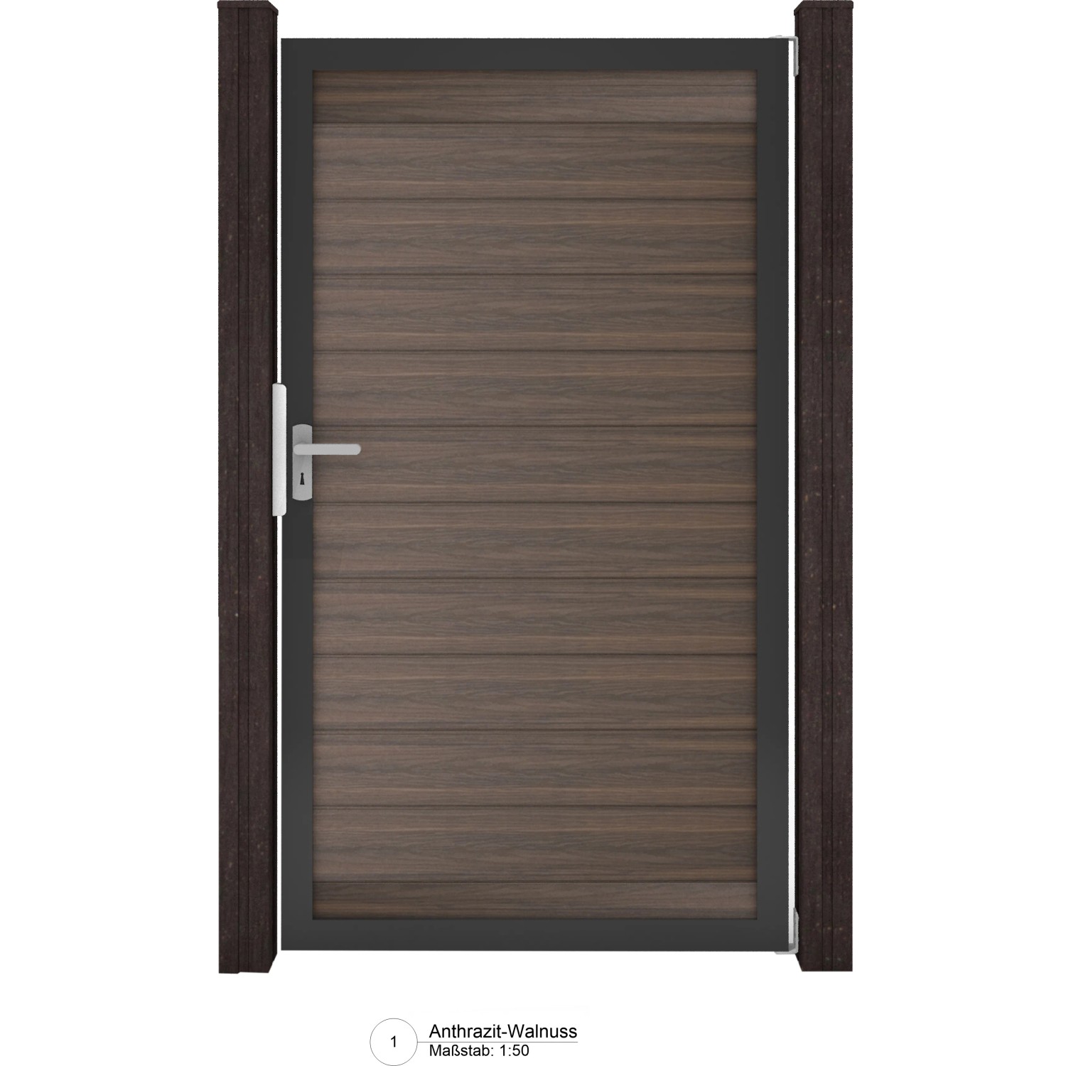 GroJa Solid Steckzaun Tor Universal-DIN Walnuss Sondermaß bis max. 150x180cm