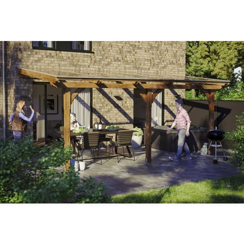 SKANHOLZ Terrassenüberdachung »Rimini«, Breite: 541 cm, Dach: Polycarbonat (PC), nussbaum - braun