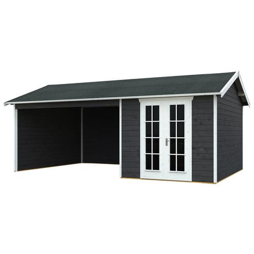 SKANHOLZ Gartenhaus »Tilburg«, Holz, BxHxT: 653 x 288 x 380 cm (Außenmaße inkl. Dachüberstand) - grau