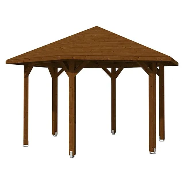 SKANHOLZ Pavillon »Nancy 3«, Zeltdach, sechseckig, BxHxT: 480 x 316 x 416 cm - braun